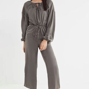 Lucca Couture Jumpsuit Womens Med Green Satin Straight Leg Urban Outfitters New